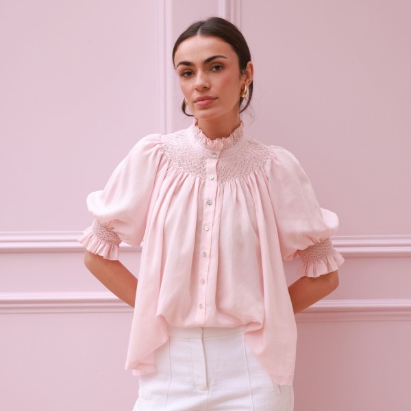 Scholl Summer Blouse Seashell Cotton Voile with Milk Hand Smocking Edition 67 Scholl Summer Blouse Seashell Cotton Voile with Milk Hand Smocking Edition 67