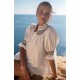 Scholl Women's Summer Blouse White with Chocolate Brown Hand Smocking Scholl Women's Summer Blouse White with Chocolate Brown Hand Smocking
